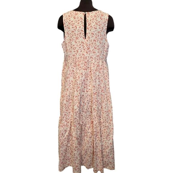 EC BANANA REPUBLIC FLORAL DOT LINEN/COTTON MAXI DRESS WITH FLOUNCE SZ. M TALL - Picture 2 of 6